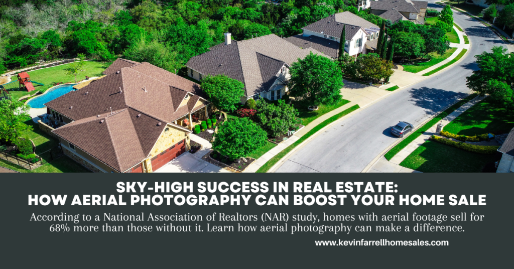 drone real estate photography aerial view of homes for sale with blog title